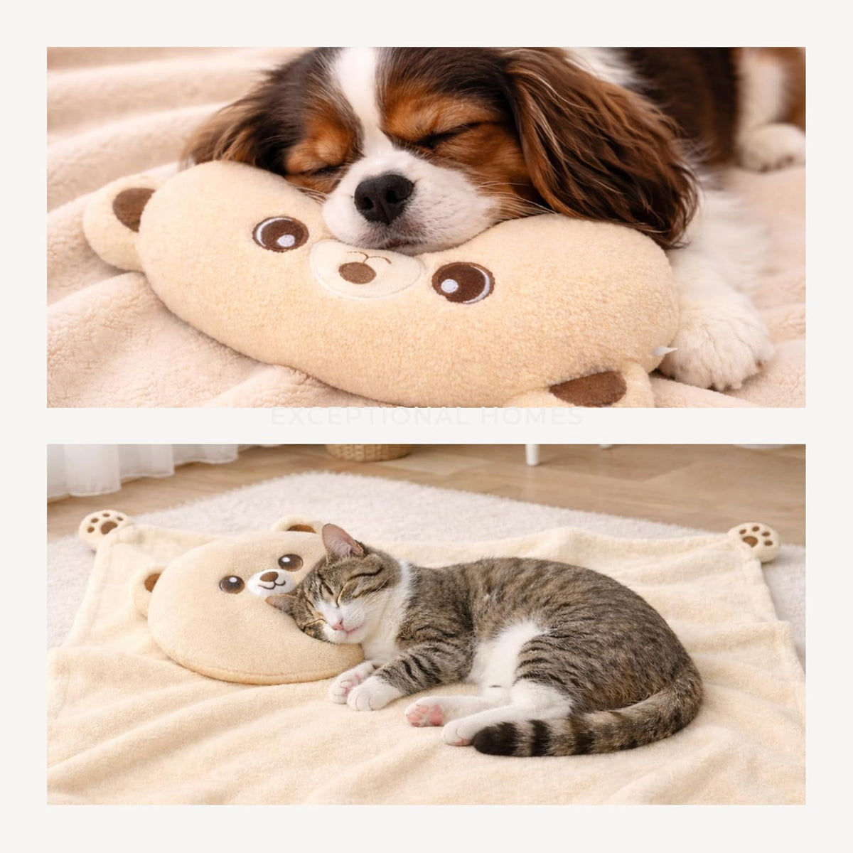 MIMI MIMI Dog Calming Pillow & Dog Blanket Set. Soft and Neck-Friendly, Washable Pet Pillows for Small Medium Dogs and C