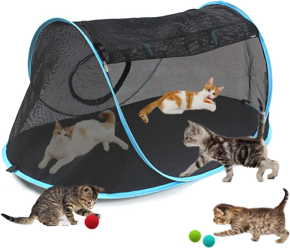 INTURN Cat Furniture Tent for Indoor and Outdoor Playpen Portable Cat Tunnels, Outdoor Kennel (2 Cube + Tunnel)