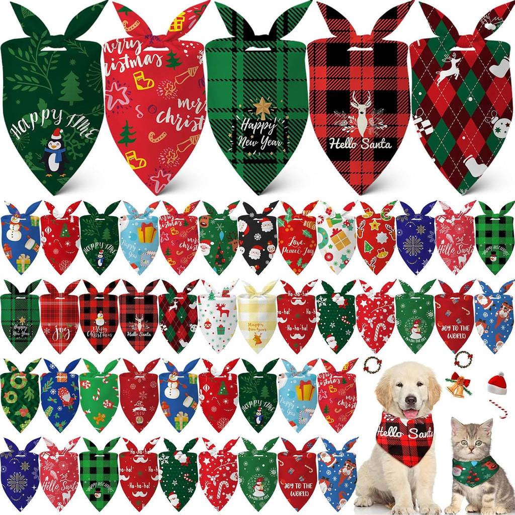 60 Pcs Fall Dog Bandana Bulk Thanksgiving Pet Scarf, Turkey Pattern