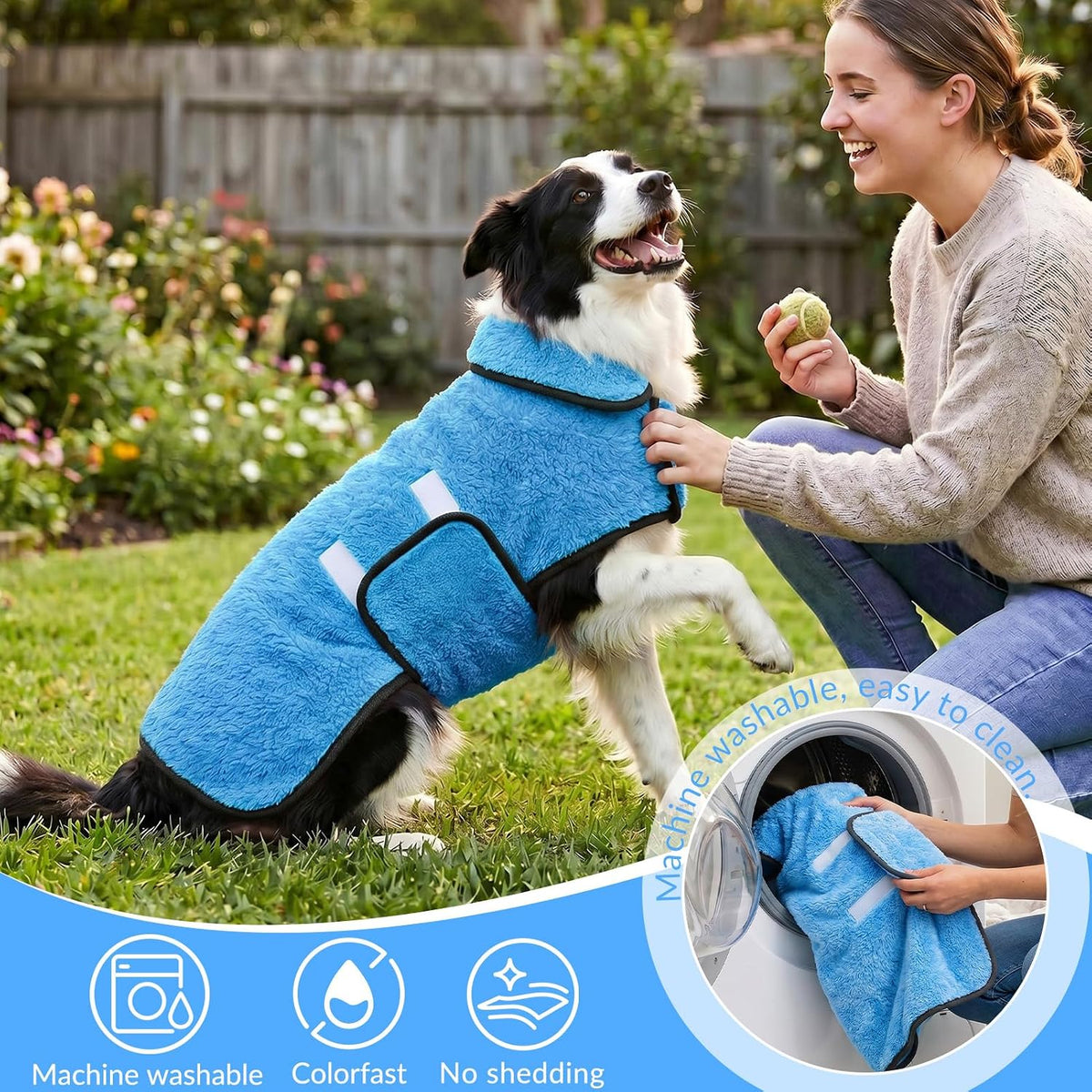 Dog Bathrobe, Super Absorbent for Small to Large Dogs, Light Blue L