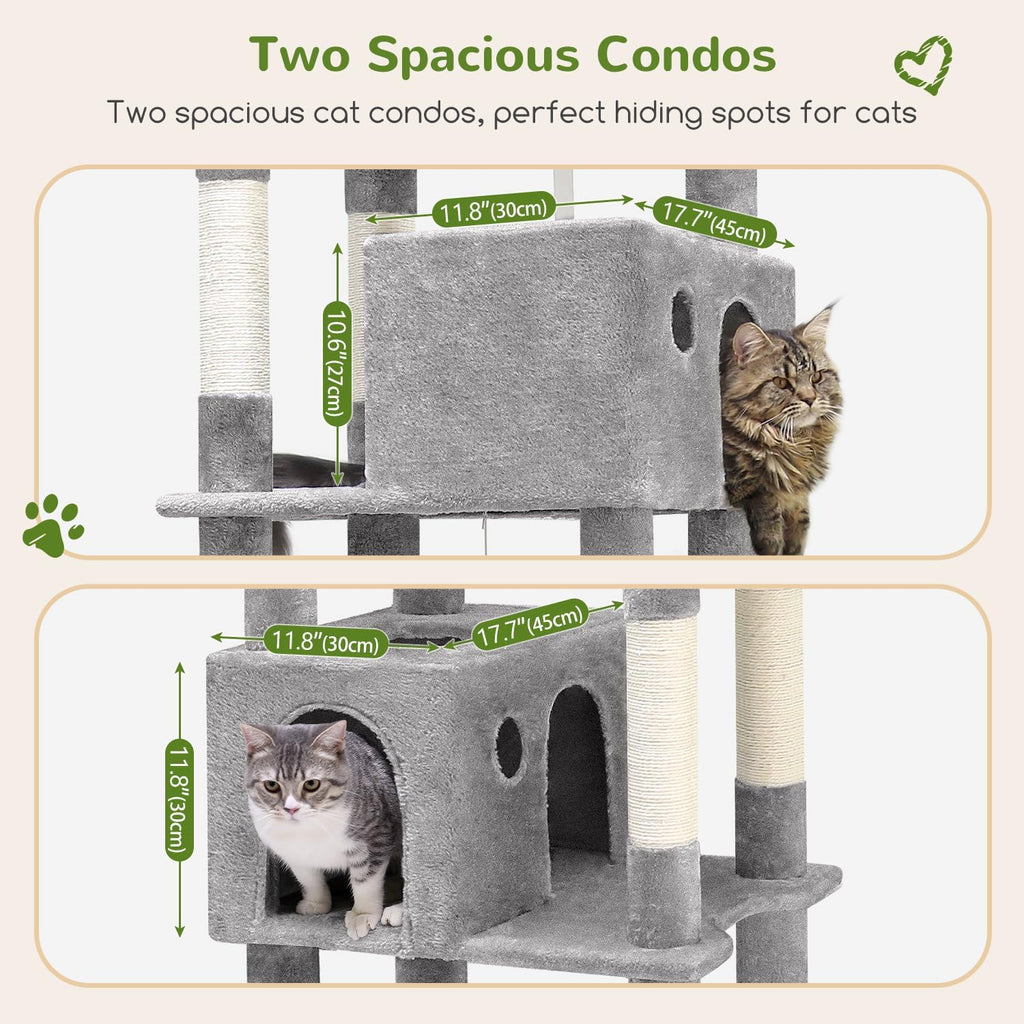 Globlazer Giant Cat Tree for Indoor Large Cats, 83in, F83, Light Grey