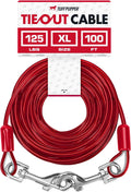 Tuff Pupper Dog Tie Out Cable, 100 ft Heavy Duty Lead for up to 125 lb Dogs