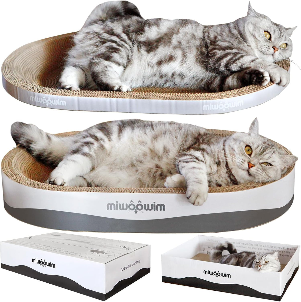 3-Piece Cat Scratcher Set, Oval Bowl Nest for Indoor Cats