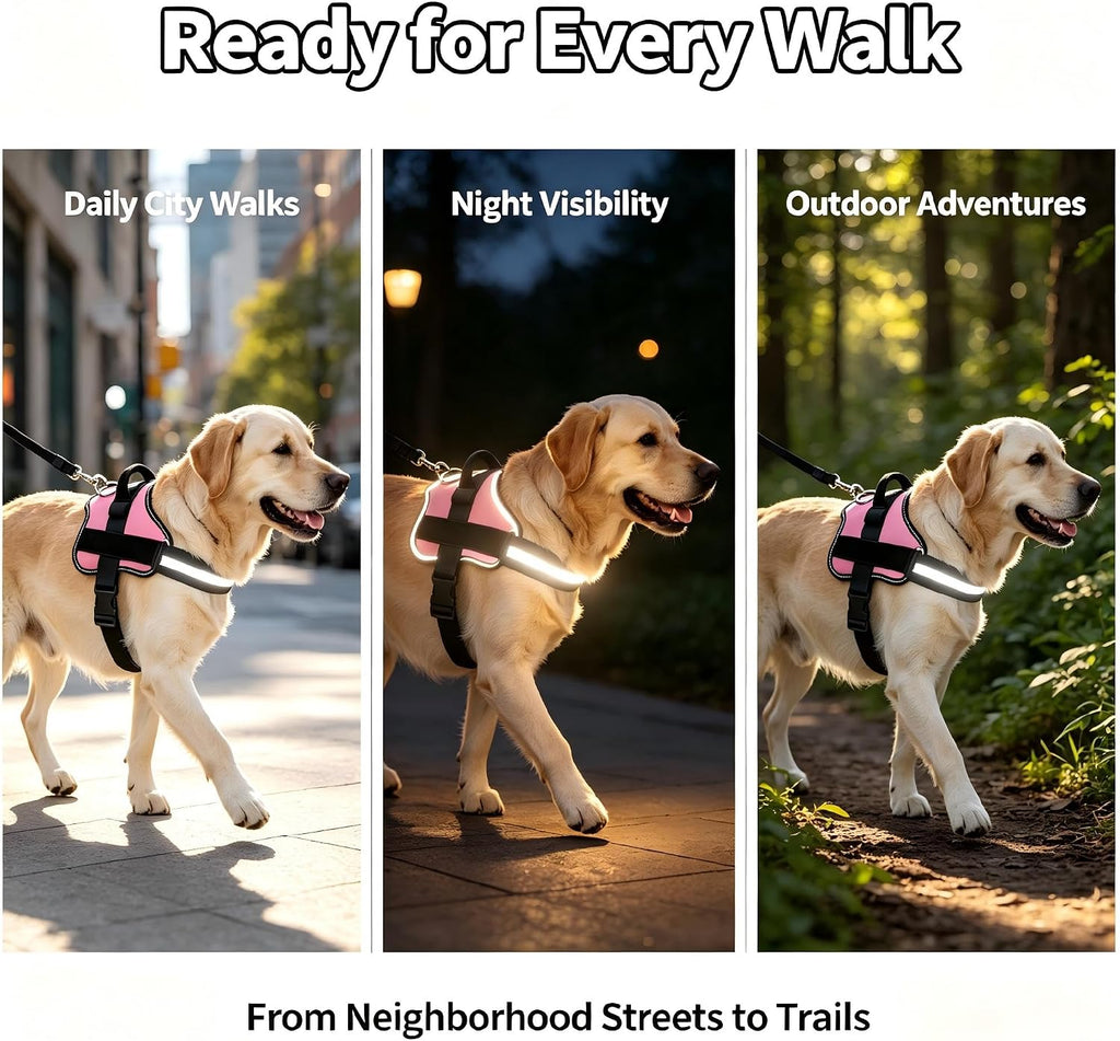 Dogshood No-Pull Harness Front Clip Easy On-Off Reflective (Rose Red,S)