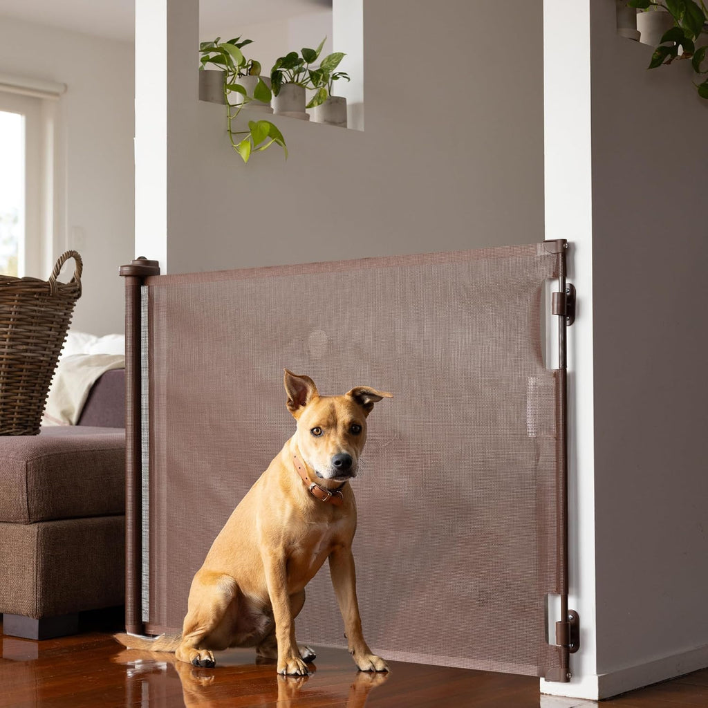 Perma Child Safety Retractable Baby Gate - Mesh Dog & Pet Gate for Stairs
