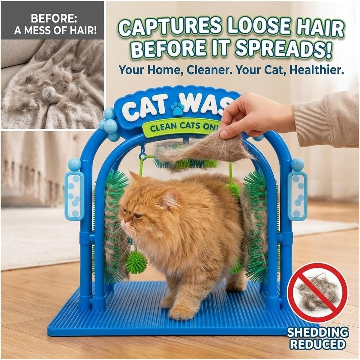 The Cat Wash Grooming Station,Self-Grooming Cat Toy,Car Wash Grooming Arch