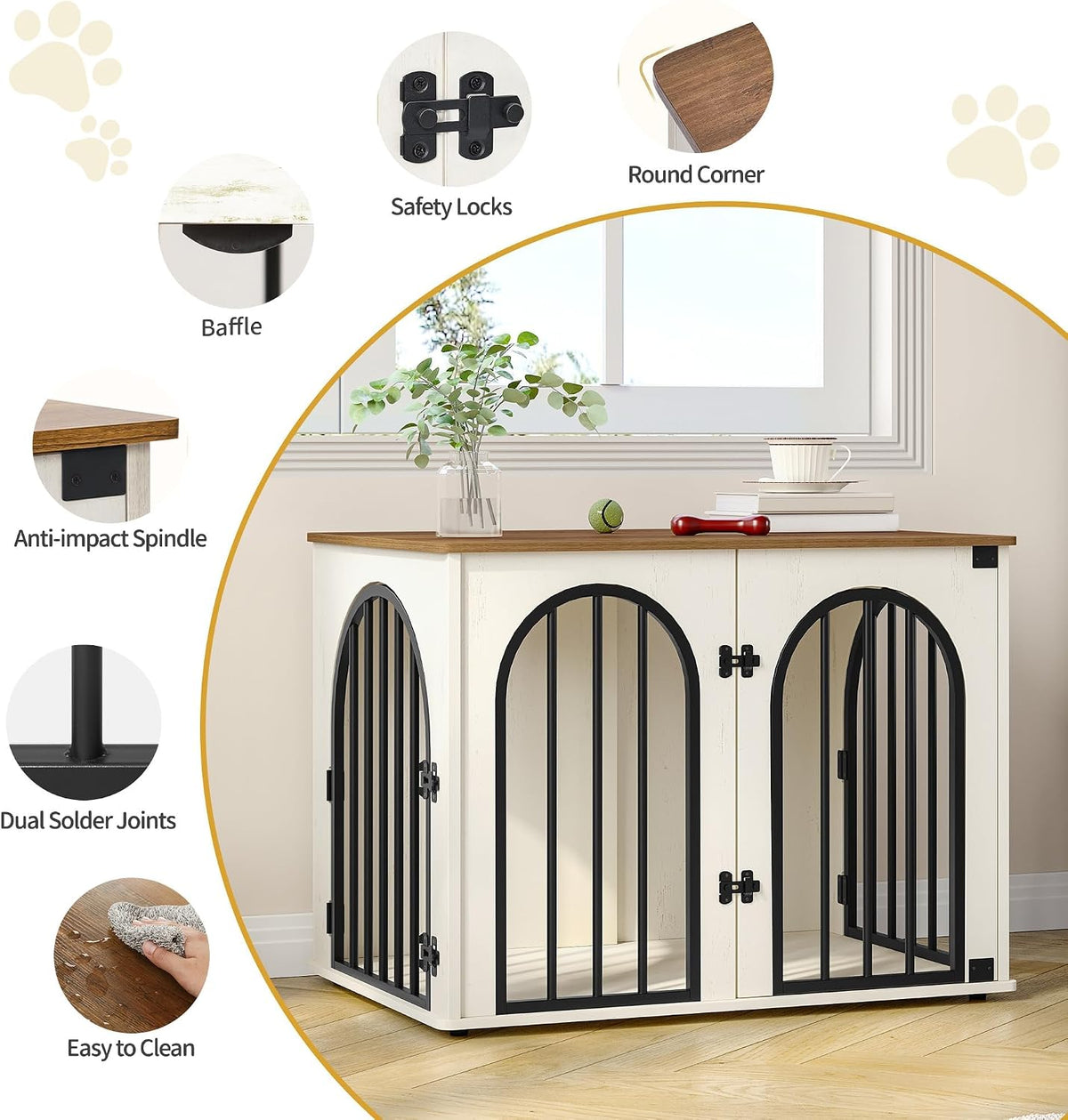 Hzuaneri 31.5 in Dog Crate Furniture,Dog Kennel Indoor for Small/Medium Dog