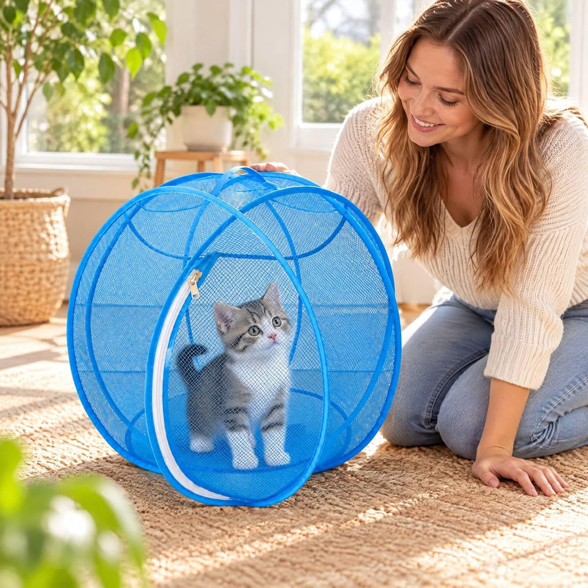 360° Panoramic Pop-Up Rolling Cat Playpen Ball Giant Cat Hamster Ball