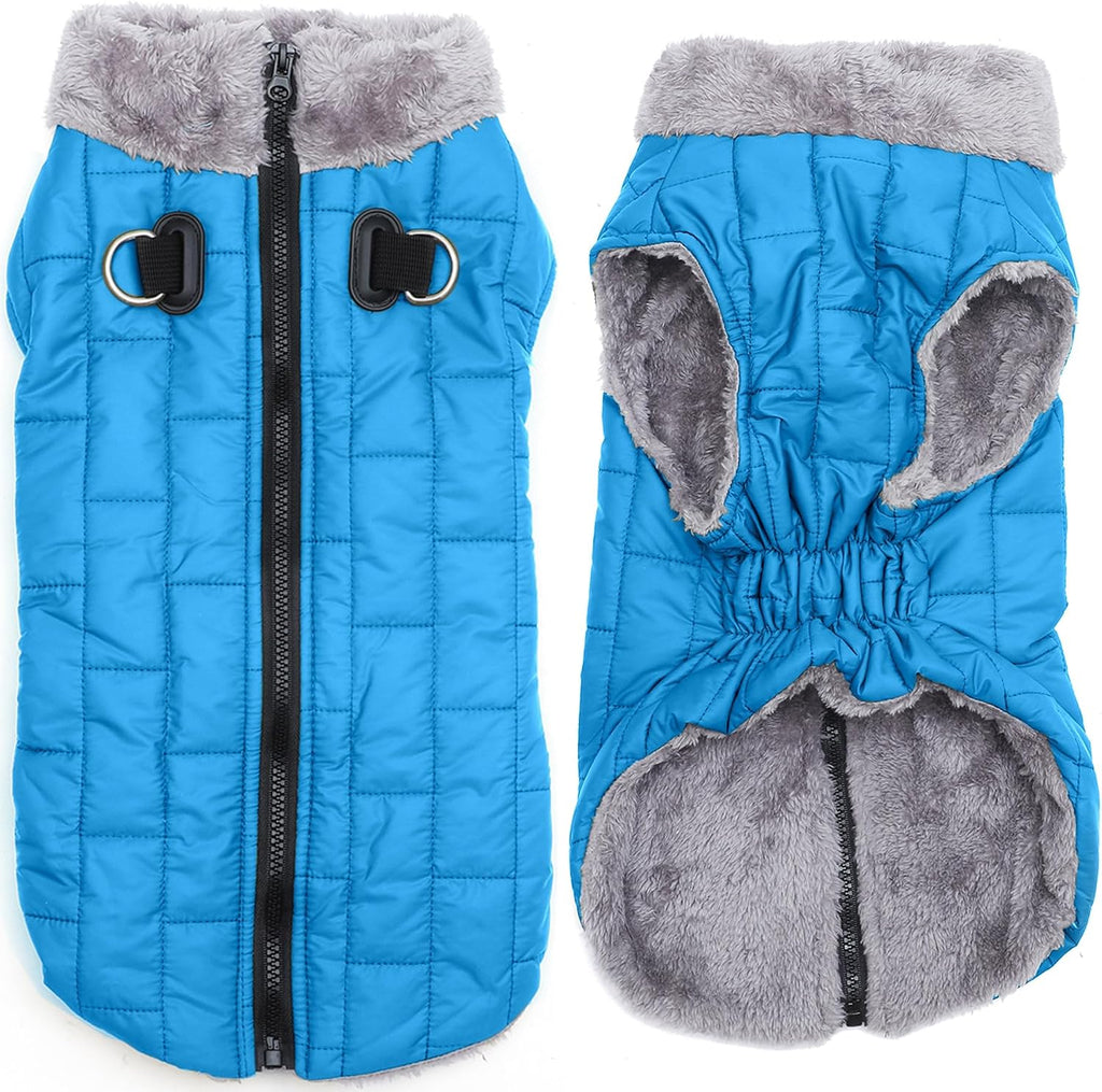 Fleece Dog Jacket for Small Dogs,Puppy Coat with Harness,Red S