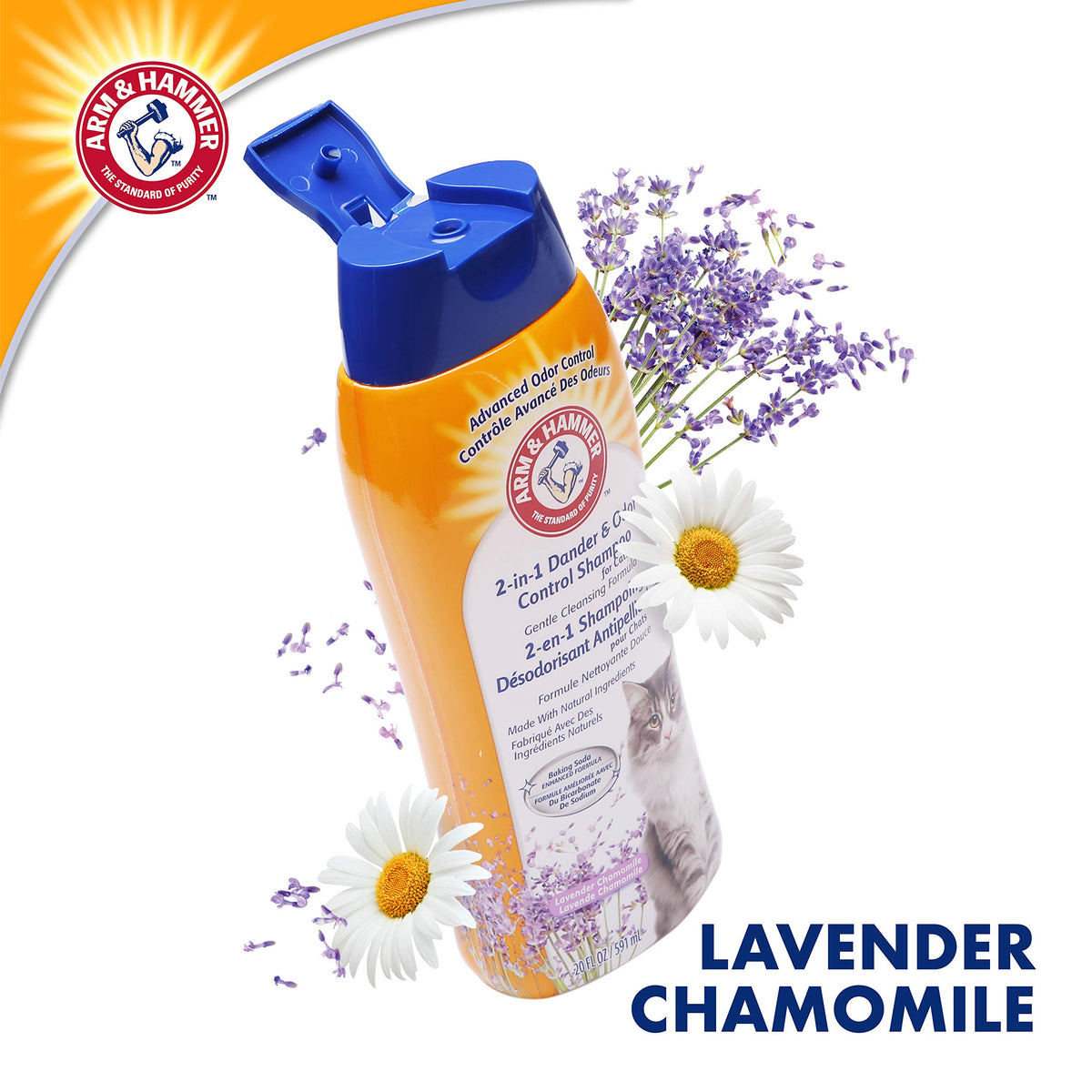 Arm & Hammer Cat Shampoo, 2-in-1 Deodorizing, Dander Reducing, 20 Fl Oz