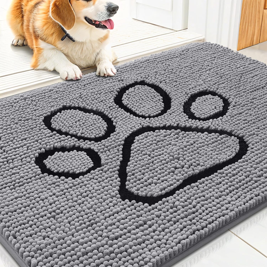 Smiry Dog Door Mat for Muddy Paws, Absorbent Non Slip Dirt Trapper, 30x20