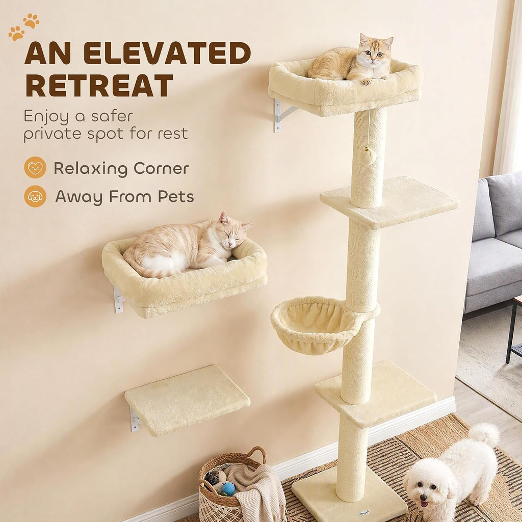 PawHut Cat Wall Shelves for Indoor Kittens Climbing Sleeping, Beige