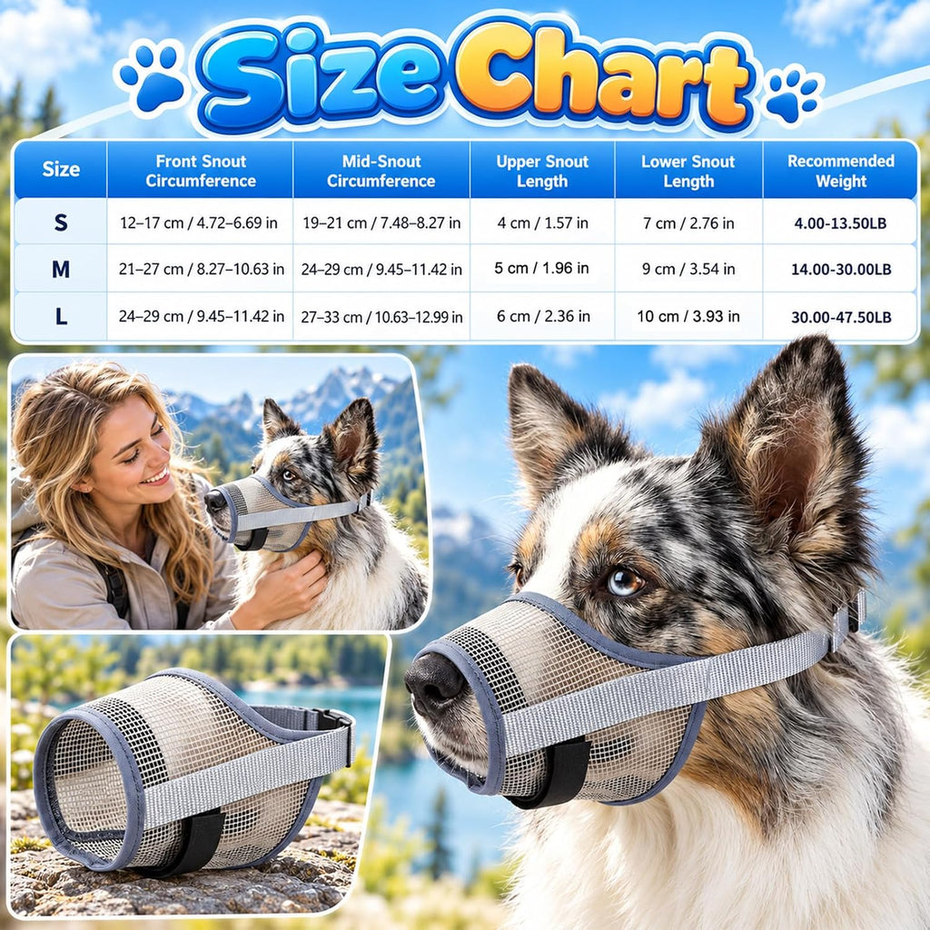 2PCS Adjustable Dog Muzzle Breathable Mesh Anti Bite, Comfortable Anti-Bite Dog Muzzle Designed for Safe Walking, Comfor