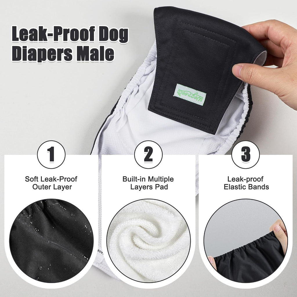 Wegreeco Washable Male Dog Belly Band - Pack of 3 - Washable Male Dog Belly Wrap, Small Doggie Dog Diapers Male for Dogg