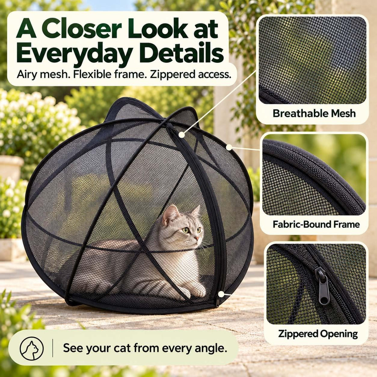 2027 New Cat Hamster Ball for Outside 27.6in Rolling Cat Playpen，Black