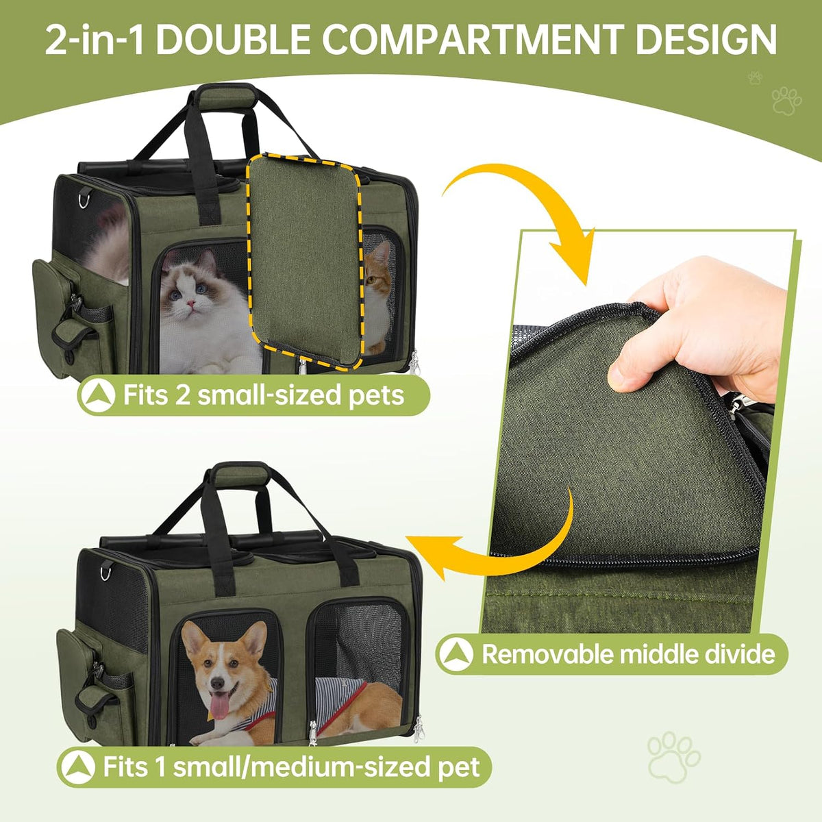 Cat Carrier for 2 Cats Double Pet Carrier Extra Large Green 2026 Upgraded