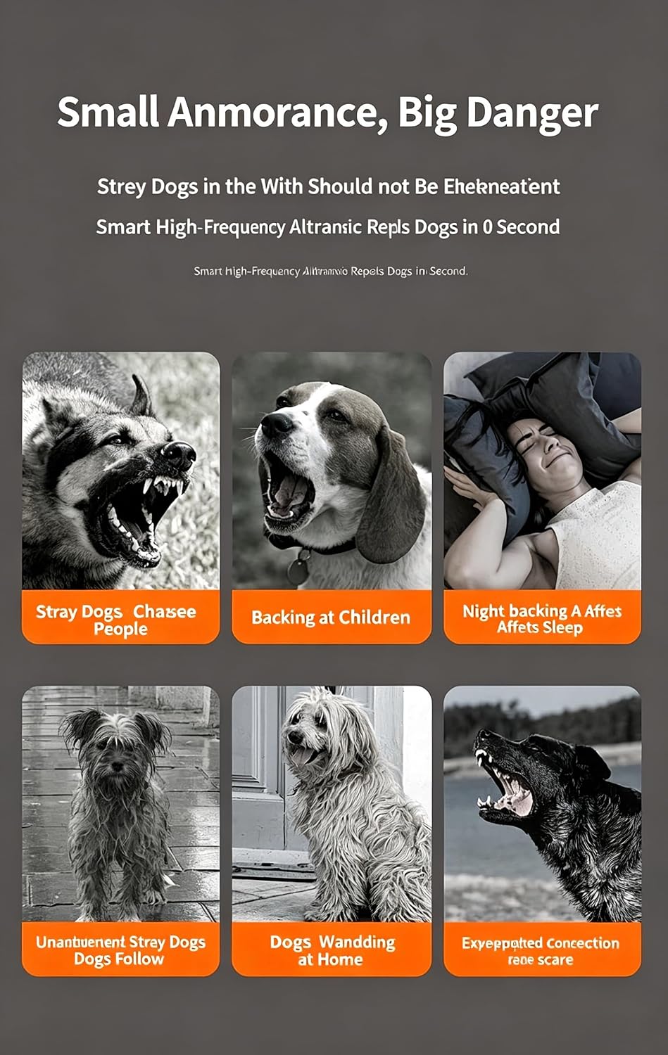 Anti-Bark Dog Training Device, Rechargeable Dog Deterrent with LED Flashlight & Audible Alarm Beep