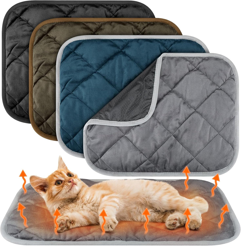 4 Pack Self Heating Cat Pad Self Warming Dog Mat, 16 x 20 Inch, Gray