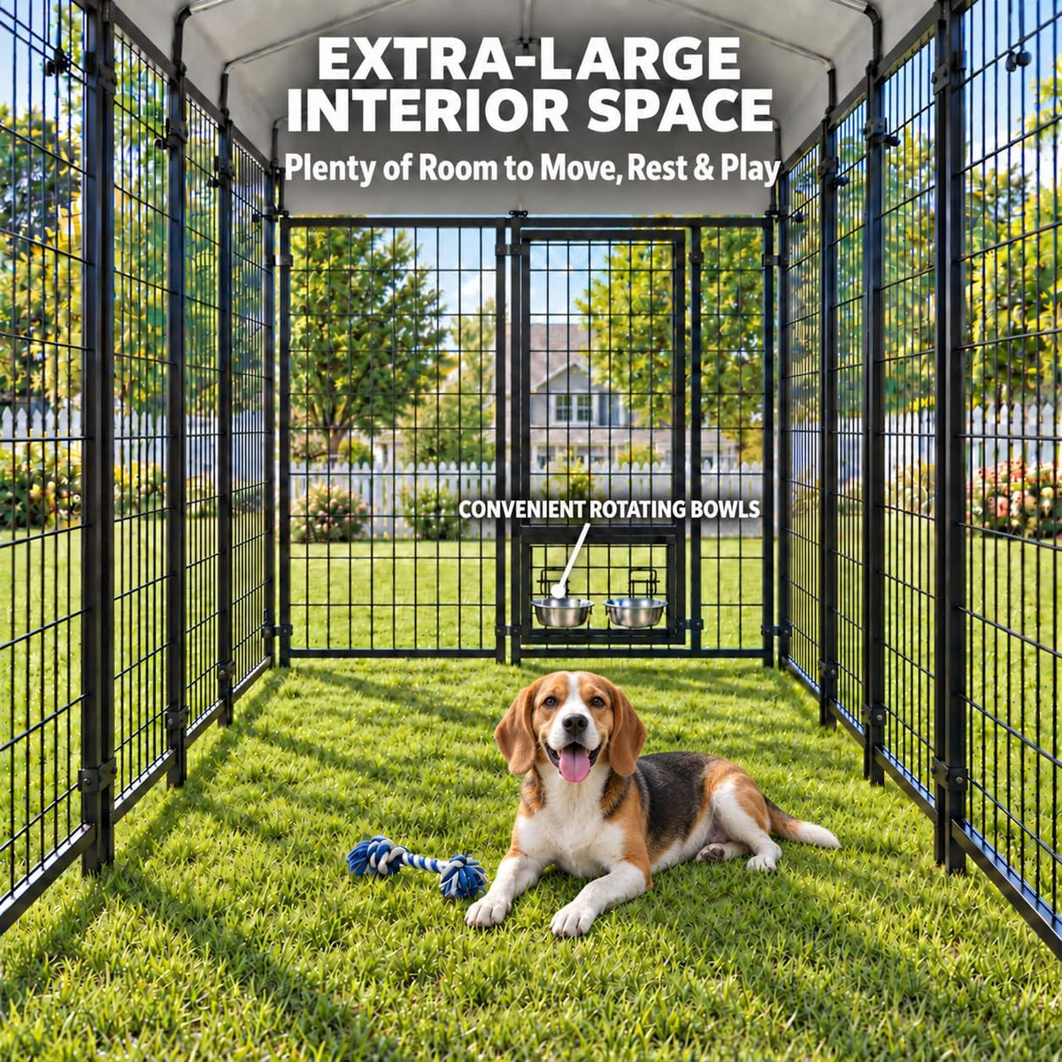 VAGGER 4x4x5 FT Dog Kennel Outdoor with Roof
