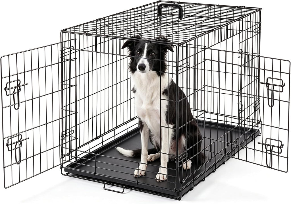 DUMOS 36 Inch Dog Crate, Puppy Small Medium Foldable Dog Cage Pet Kennel