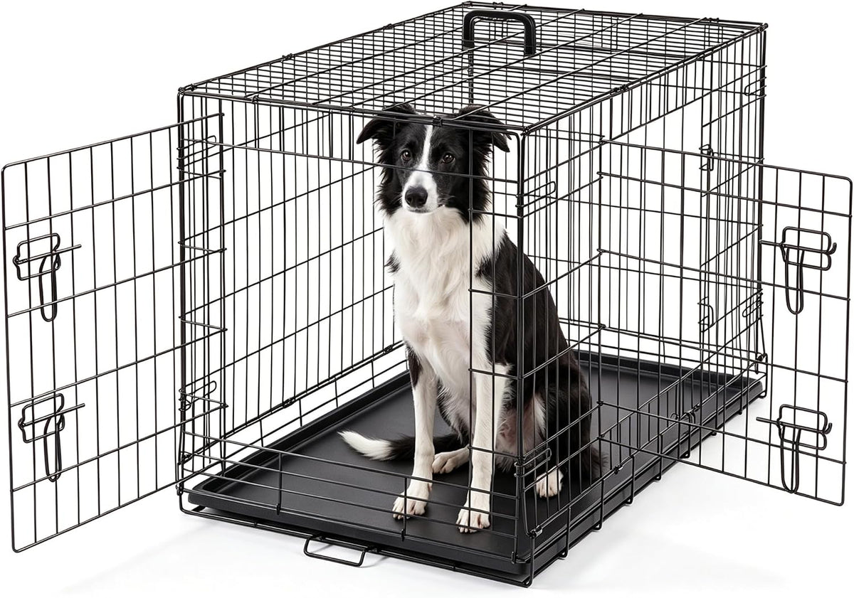 DUMOS 36 Inch Dog Crate, Puppy Small Medium Foldable Dog Cage Pet Kennel