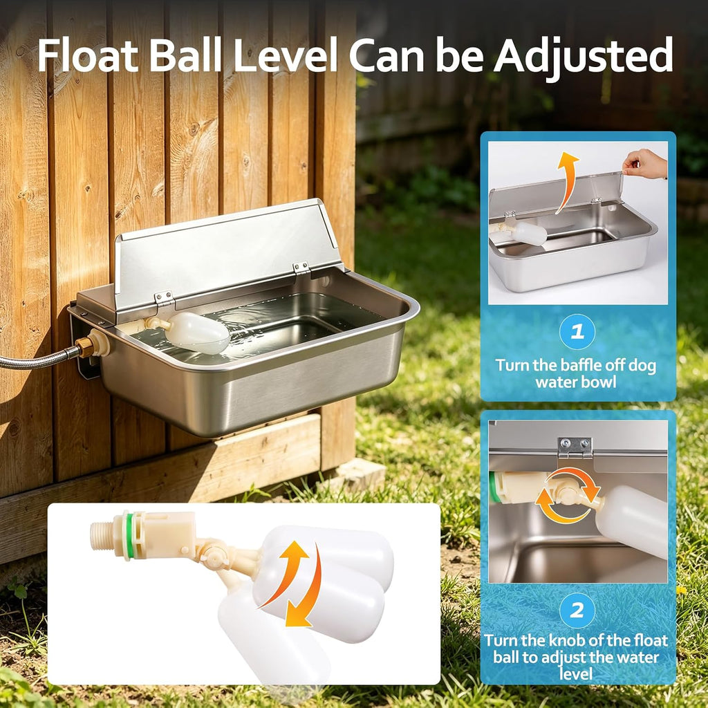 2.6 Gal Automatic Dog Water Bowl Dispenser Outdoor Wall Mounted Dog Waterer