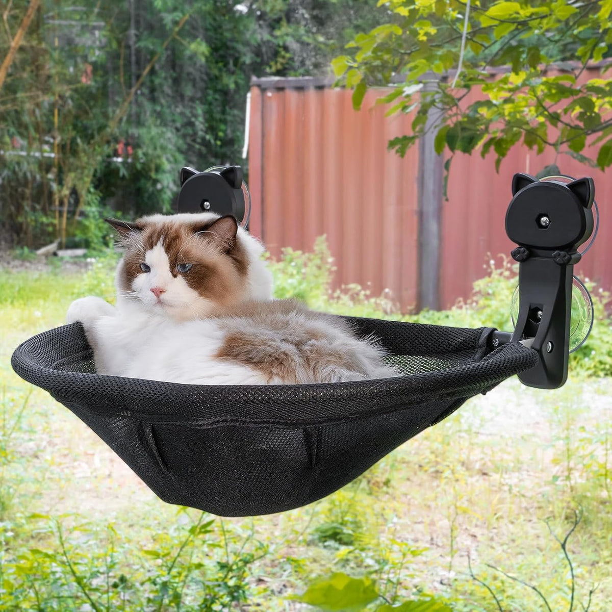 Cat Window Perch Cordless, Foldable & Stable Cat Beds- Breathable Cat Window Hammock for Overlooking, Sunbathing and Cli