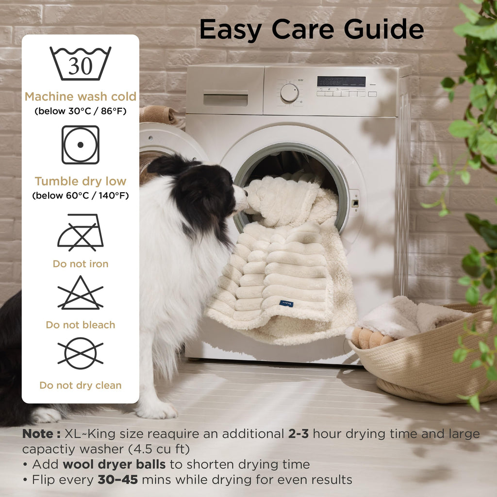Bedsure ComfyFleece® Waterproof Dog Blankets for Large Dogs,50x60 Cream