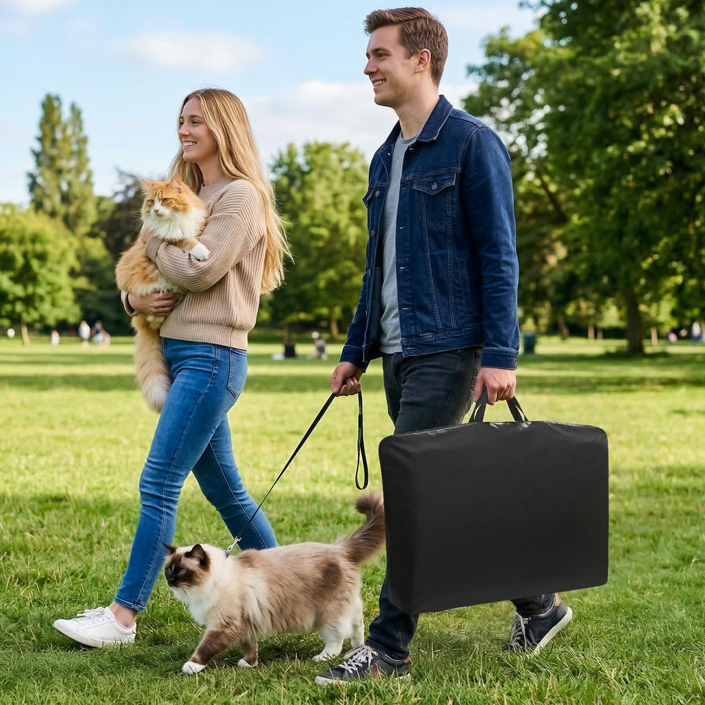 Snuvid Cat Playpen with Separate Litter Box Area, Large Foldable Waterproof Cat Tent - 600D Oxford, Portable Indoor/Outdoor Pet Enclosure, Cage, House & Condos with Carrybag for Kittens, Small Dogs