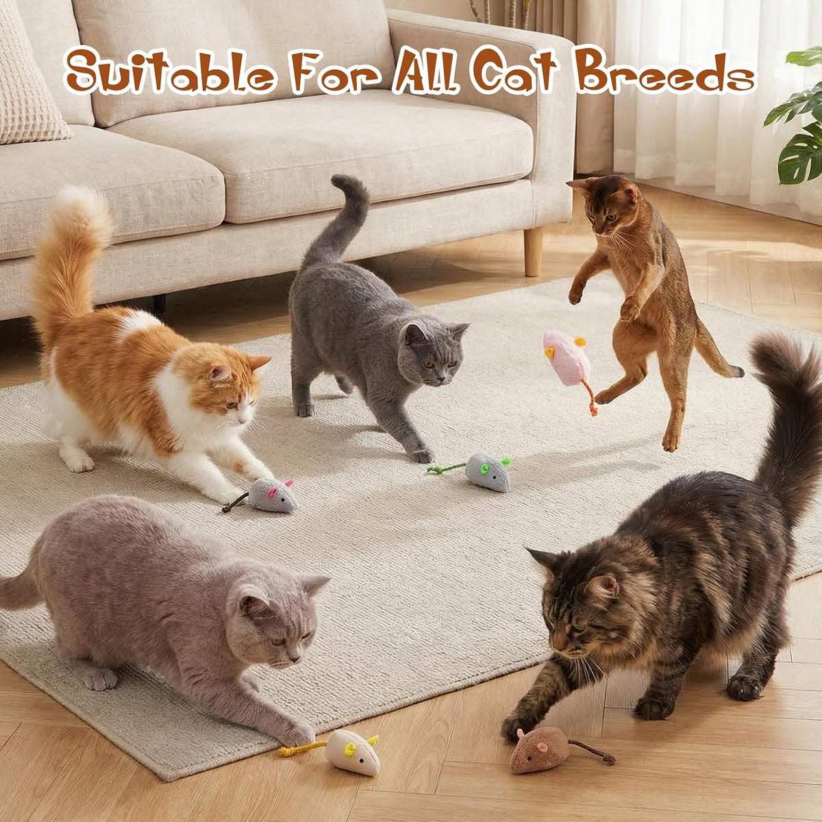 NAHSHON 15PCS Cat Mouse Toys Prefilled Catnip Toys