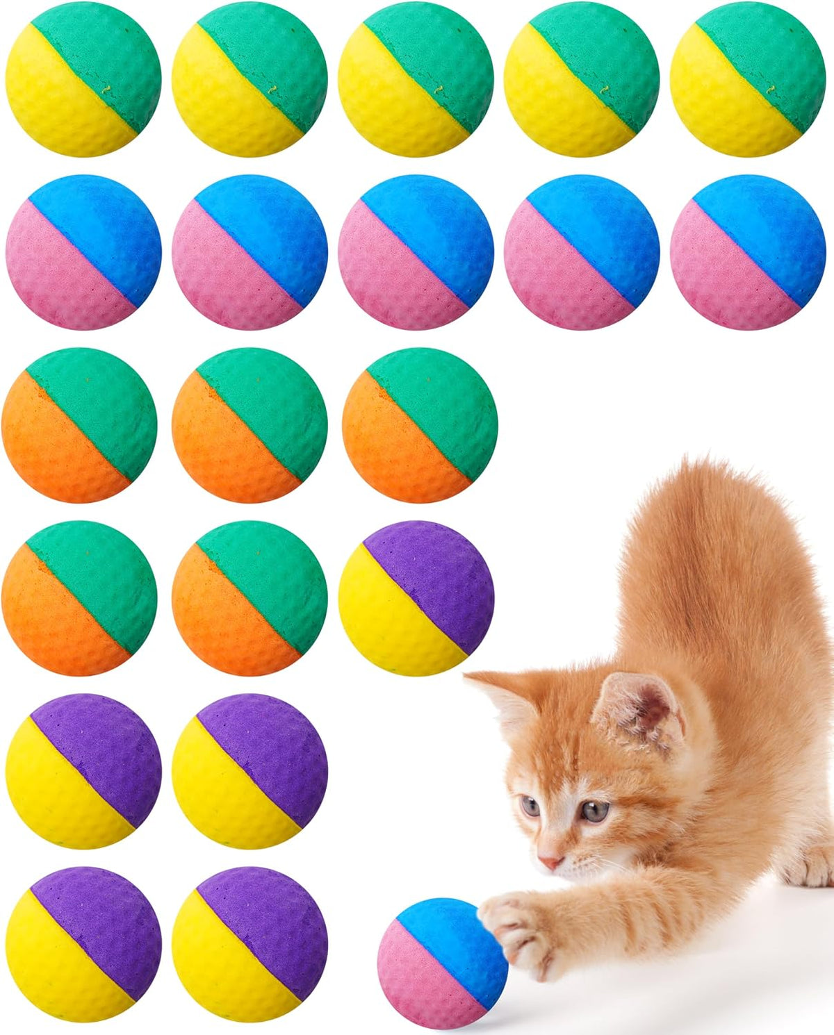 PET SHOW 20 Pack Cat Toy Crinkle Balls 2.5inch for Indoor Cats Kittens