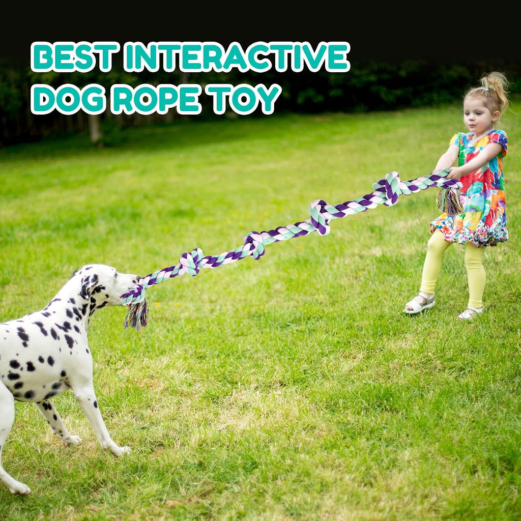 loncoldy Dog Rope Toy 42In 6 Knots Indestructible Natural Cotton - Tough Chew Toys for Medium/Large Breeds Aggressive Ch