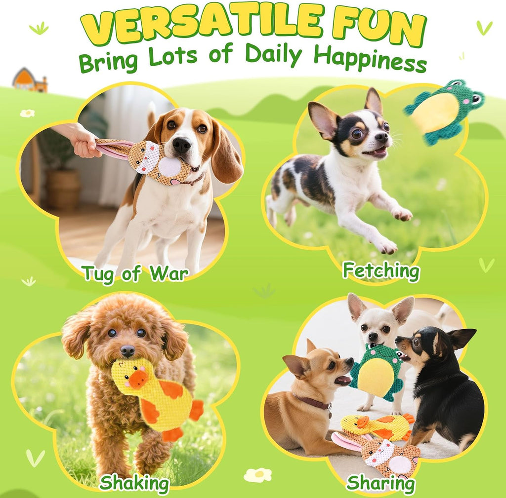 XIUGOAL Dog Toys to Keep Them Busy, 3 Pack No Stuffing Interactive Dog Toys with Crinkle, Squeaky Puppy Chew Toys for Sm