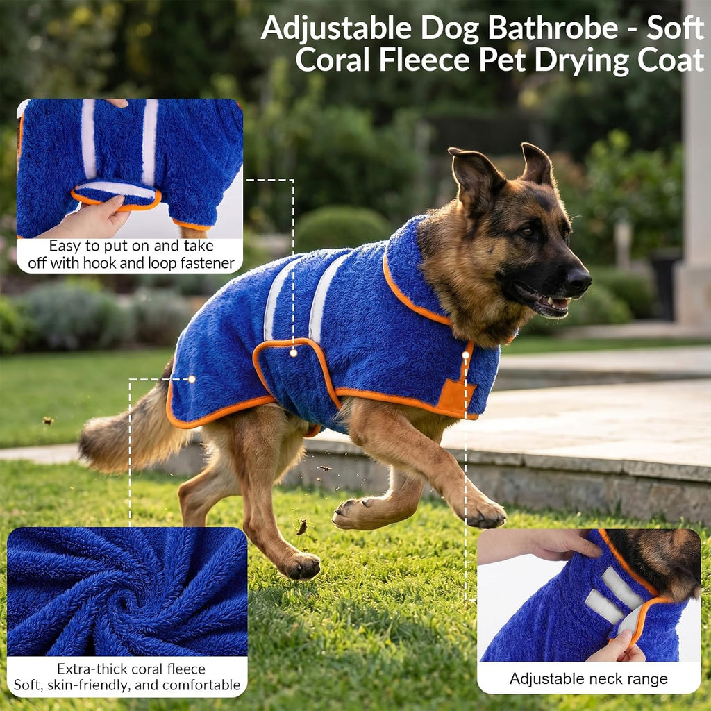 Dog Bathrobe, Super Absorbent for Small to Large Dogs, Dark Blue XL