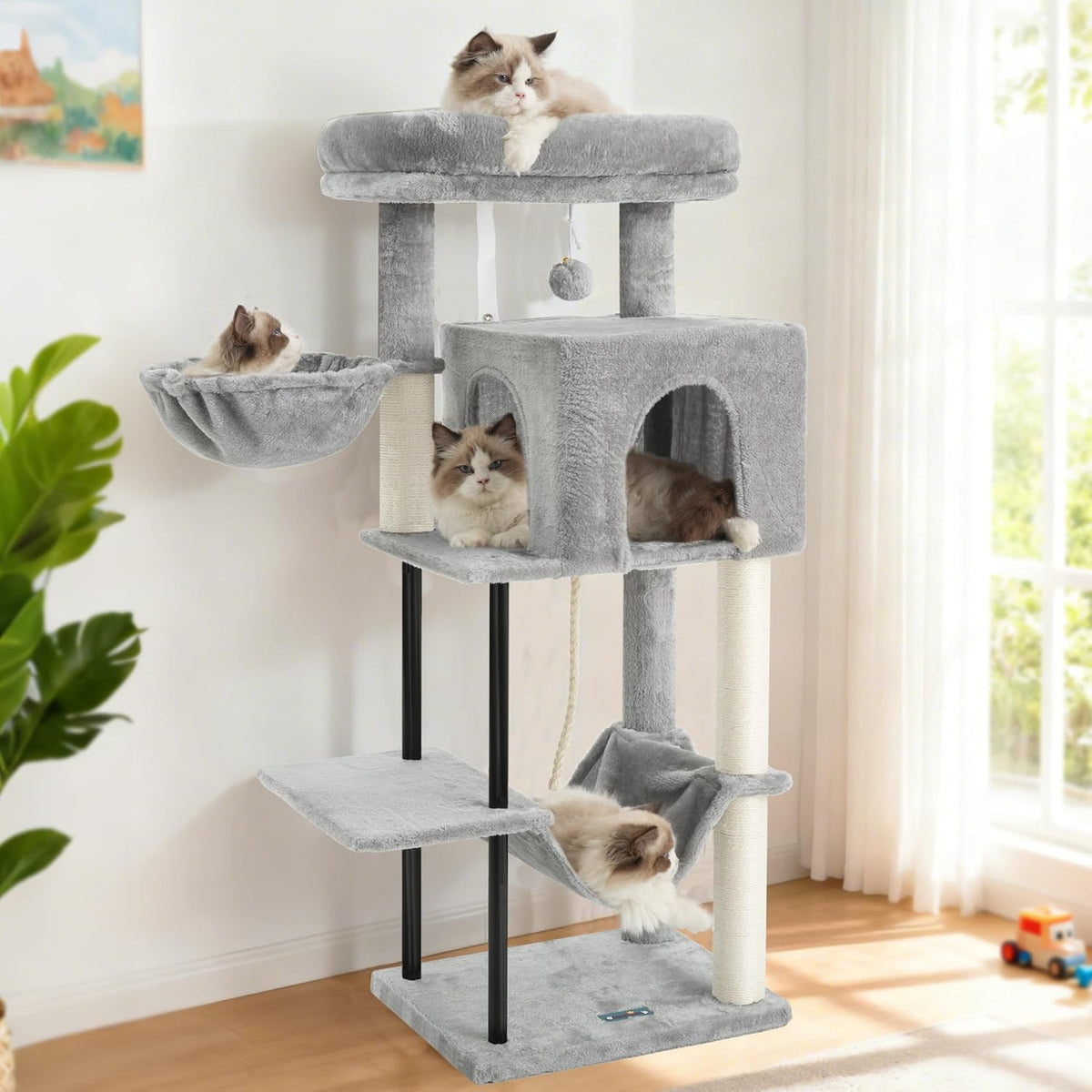 Cat Tree, 43.3'' Cat Tower with Hammock for Kittens GCT004SW