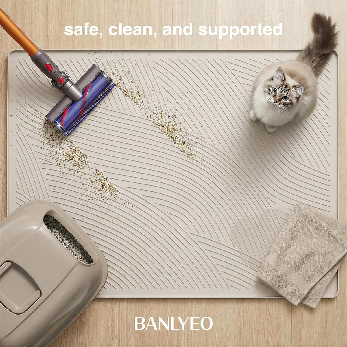 Cat Litter Box Mat - L Large Size 34 x 22 in, Water Proof, Kitty Litter Trapping Mat, Easy to Clean, Scatter Control, Od