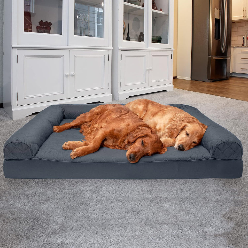 Furhaven Orthopedic Dog Bed for Large Dogs w/ Removable Bolsters & Washable Cover, For Dogs Up to 125 lbs - Quilted Sofa