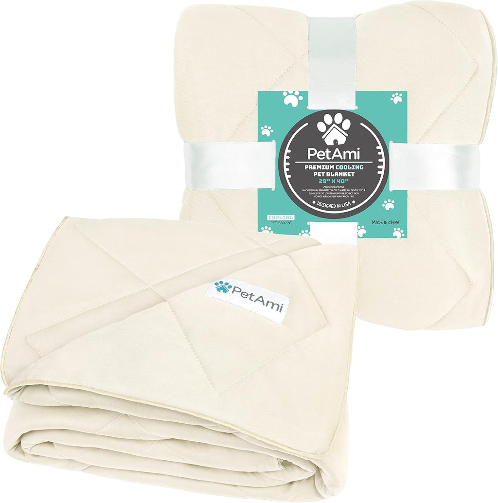 PetAmi Cooling Dog Blanket Lightweight Soft for Large Pet Cat, 40x60 Beige
