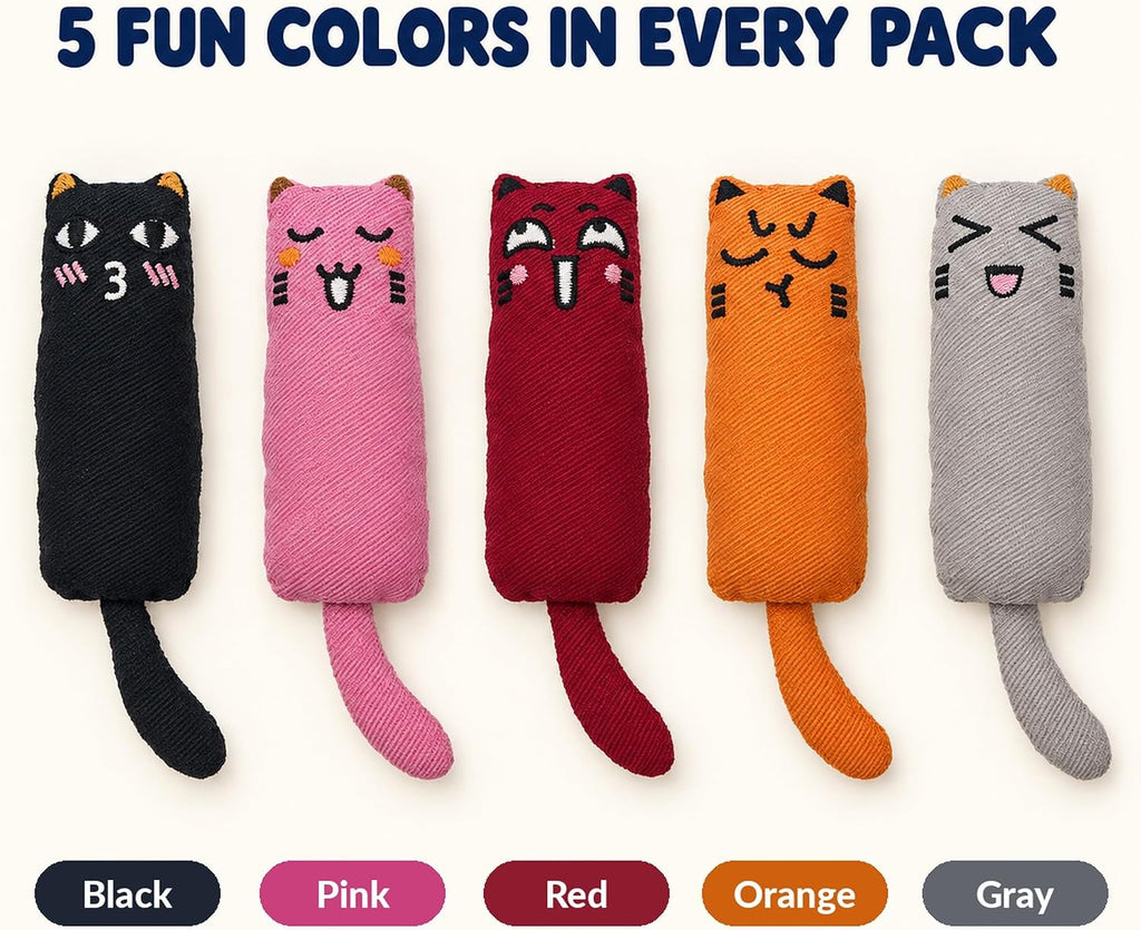 5 Pack Cat Kicker Toys, Soft Plush Cat Toys, Assorted Colors, Plush Toys