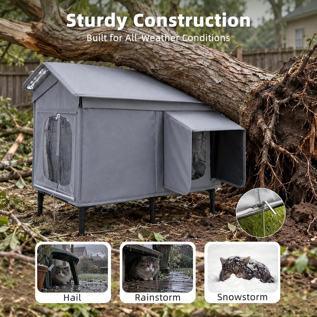 Heated Outdoor Cat House Weatherproof,Insulated Cat House for Winter