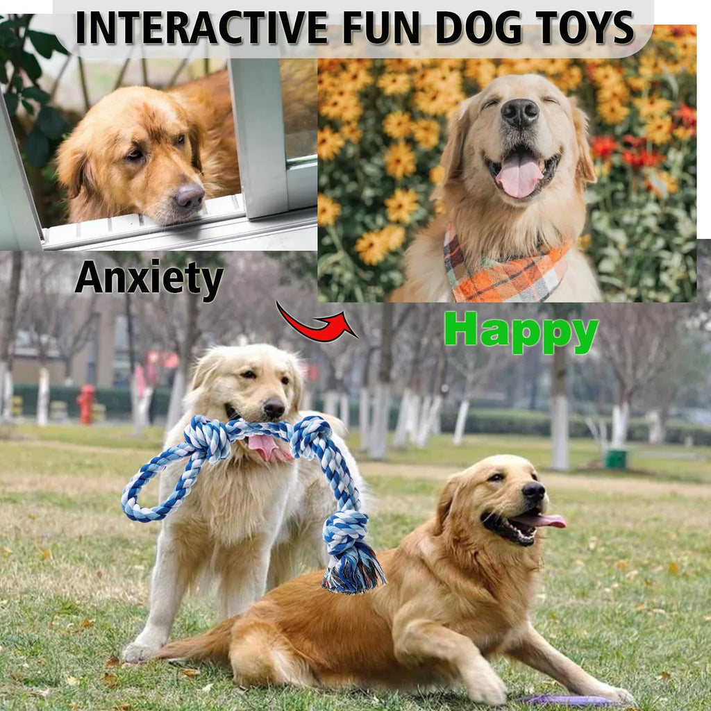 XIGOU Dog Rope Toys Indestructible Dog Toys, Dog Chew Toys for Aggressive Chewers, Tough Puppy Teething Chew Toys for Bo
