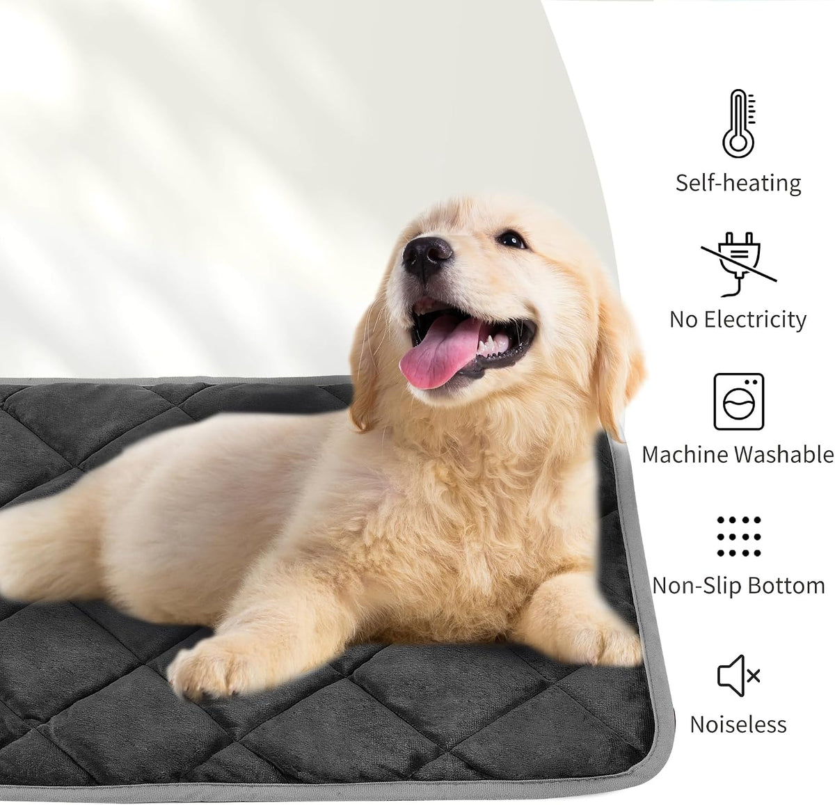 NWK Self Warming Thermal Pet Mat for Dogs and Cats (Black, Small)
