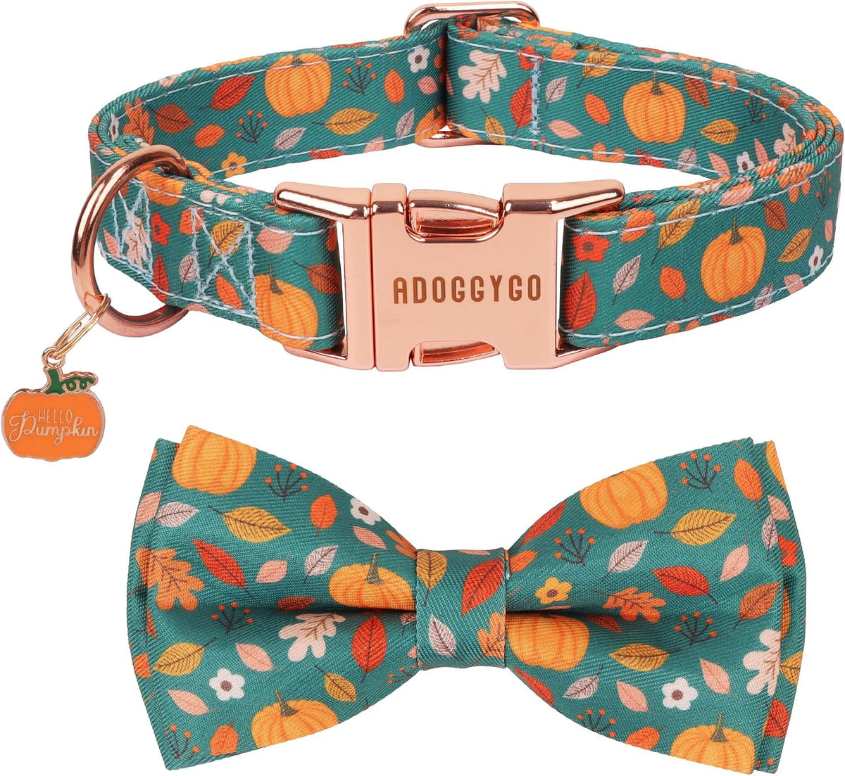 Fall Thanksgiving Dog Collar, Pumpkin Dog Bow Tie Collar, Small