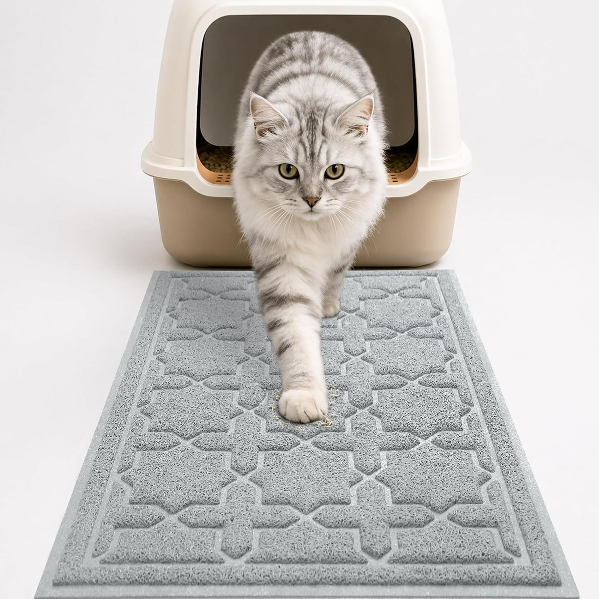 Yimobra Cat Litter Mat, Waterproof Litter Trapping Mat, 24x20, Grey