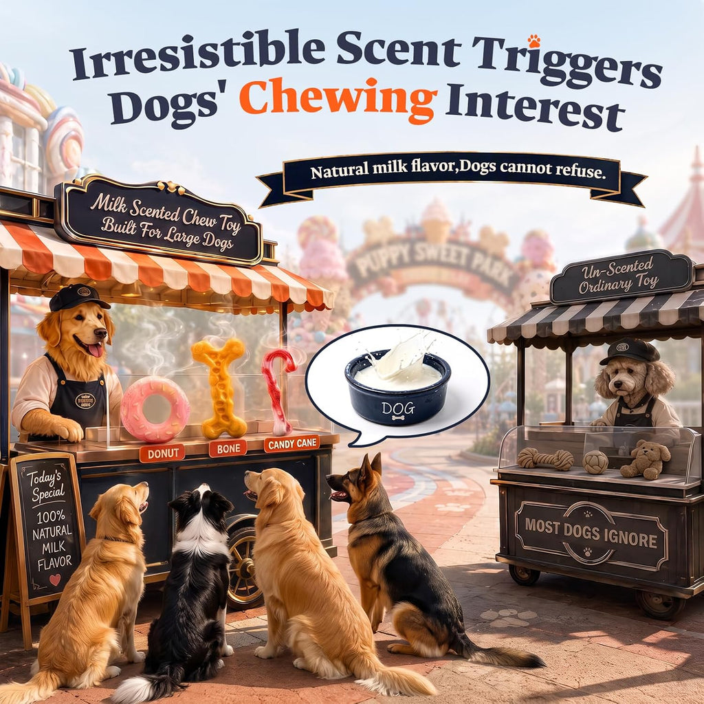 3-Pack Tough Dog Toys for Aggressive Chewers 25-90lbs, Hard Nylon