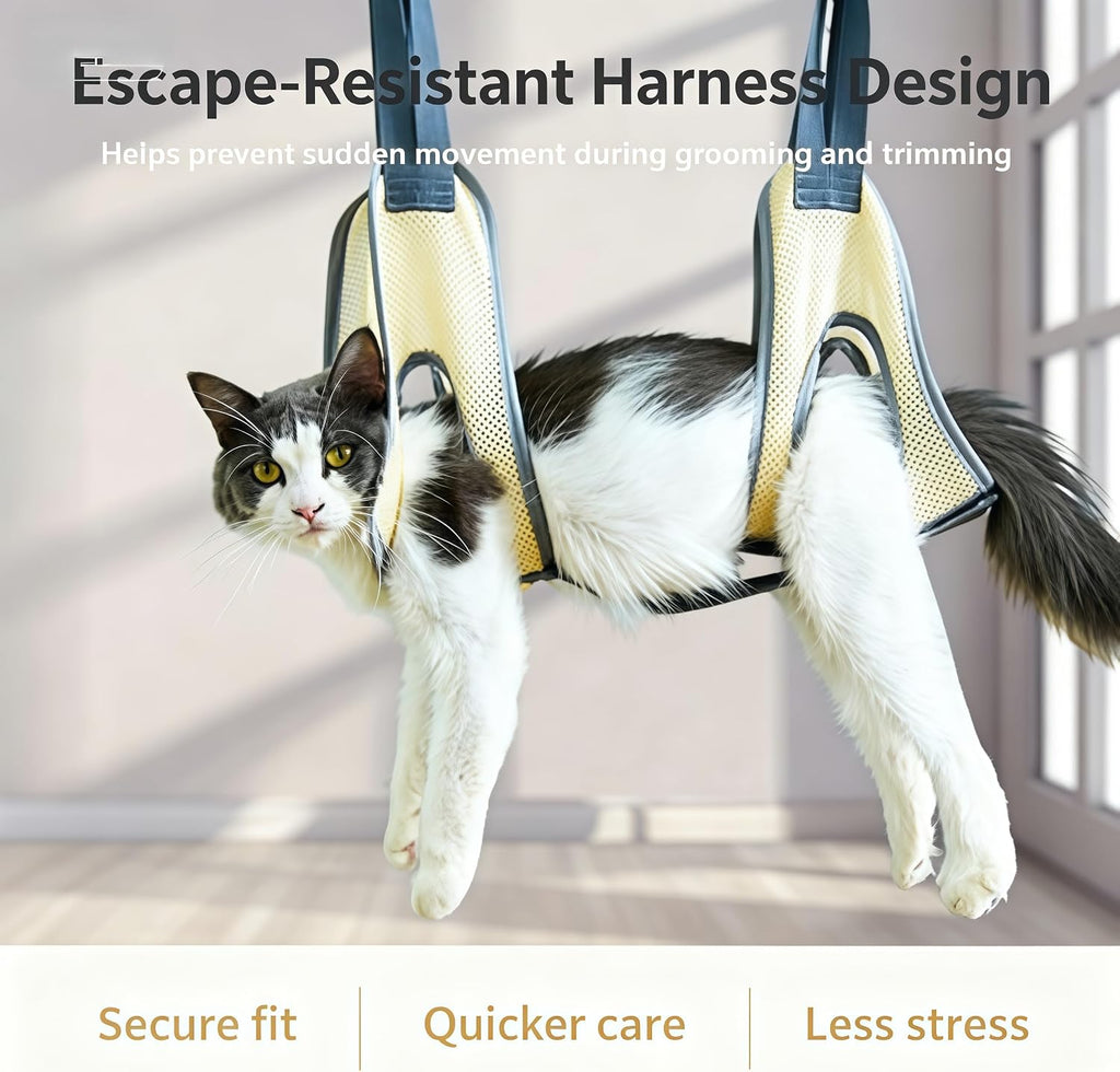 Breathable Mesh Cat Grooming Sling, Adjustable Pet Restraint Harness