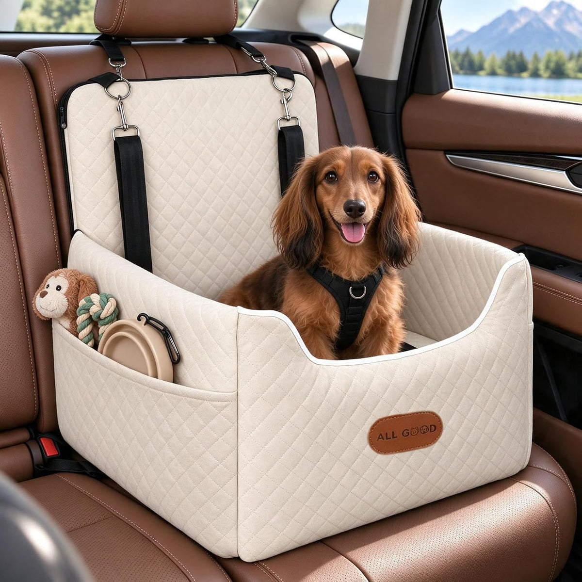 ALL GOOD PET SUPPLIES Dog Car Seat for Small/Medium Dogs Under 35lbs