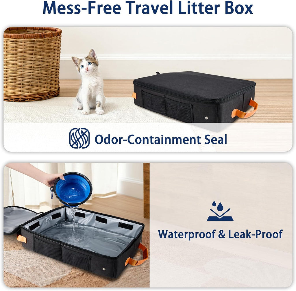 Portable Travel Litter Box for Cats, 17.7"×13.5"×11"