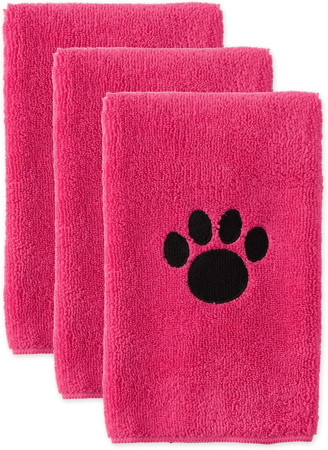Bone Dry Pet Grooming, Embroidered Microfiber Towel Drying Collection, 15x30, Raspberry Sorbet