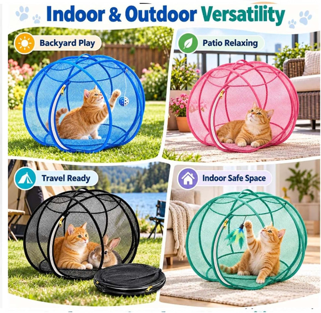 Pop Up Catio Outdoor Cat,Hamster Ball for Cats,360°Panoramic Rolling